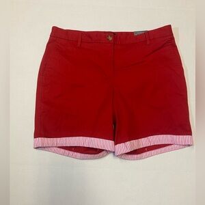 Talbots Red Women's Shorts with Striped Hem NWT Old Money
